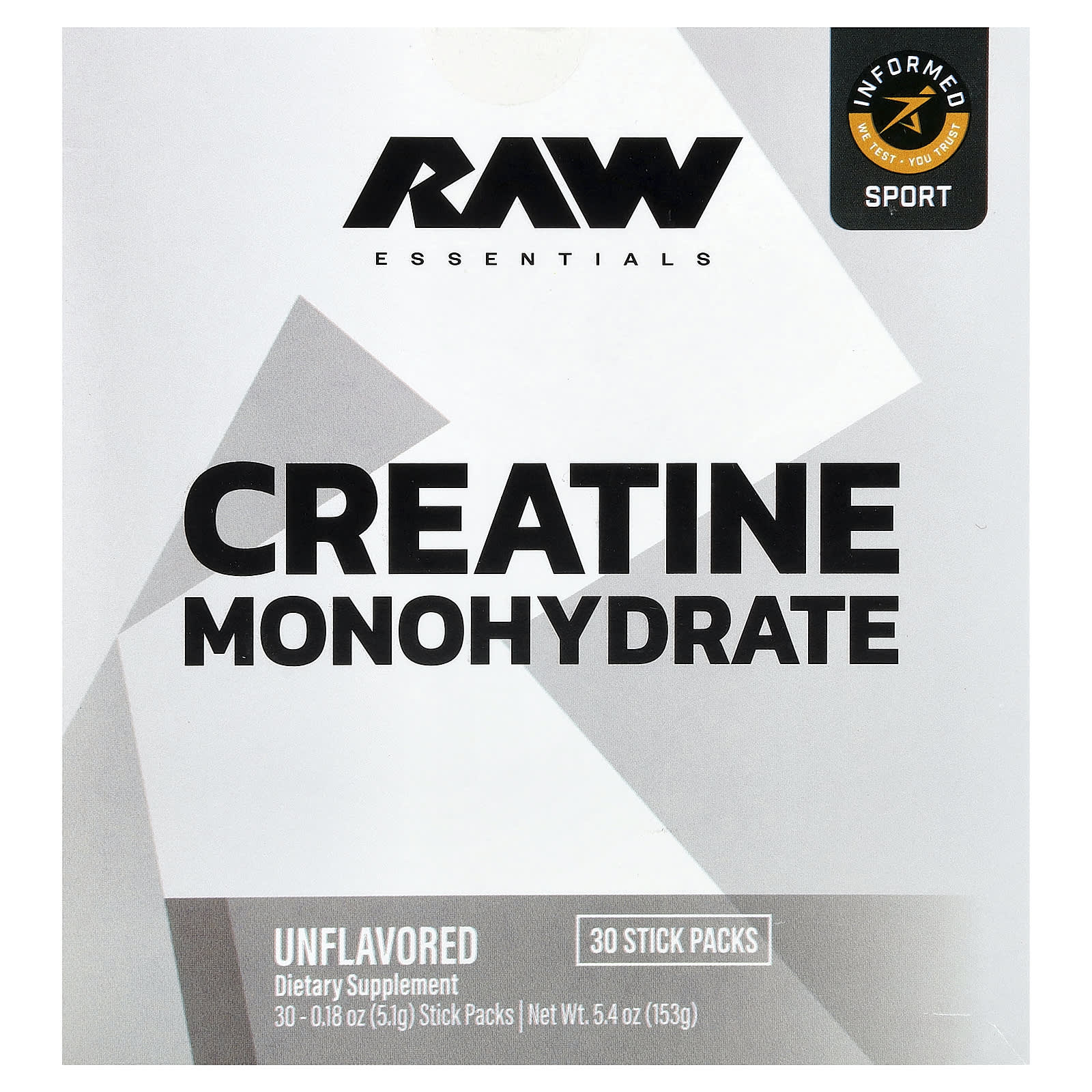 Creatine Monohydrate Stick Packs, Unflavoured - 30 x 5g
