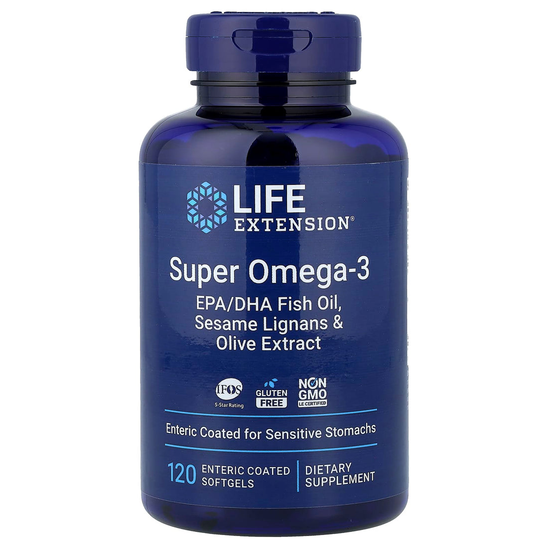 Life Extension Super Omega-3 EPA/DHA with Sesame Lignans & Olive Extract - 120 enteric coated softgels