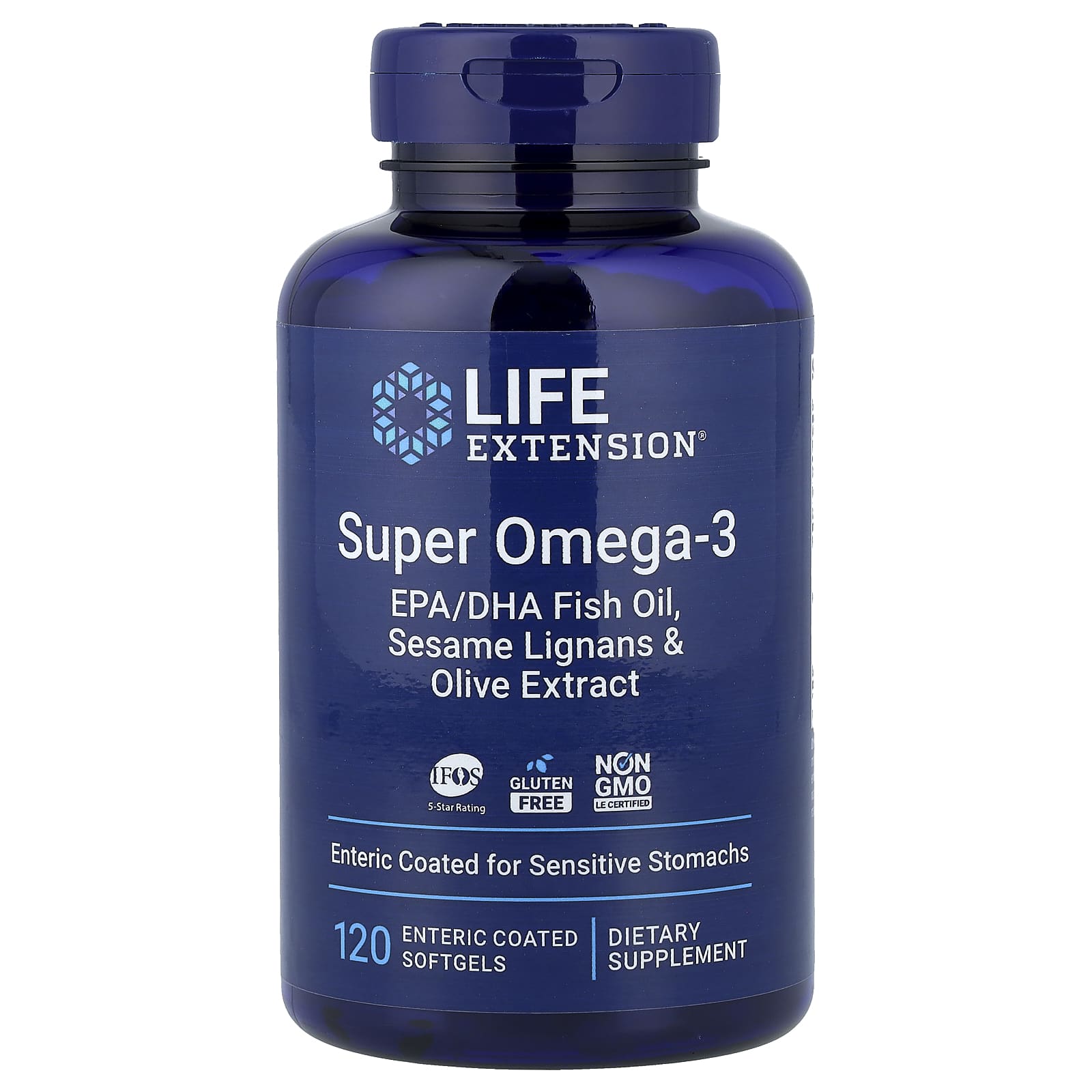 Super Omega-3 EPA/DHA with Sesame Lignans & Olive Extract - 120 enteric coated softgels