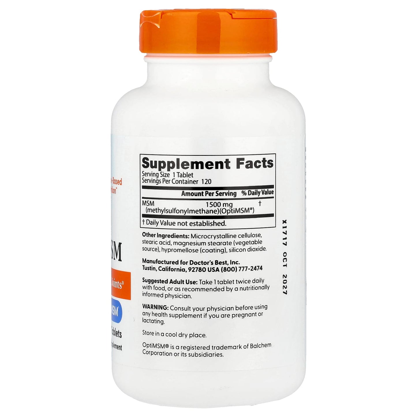 MSM with OptiMSM, 1500mg - 120 tablets
