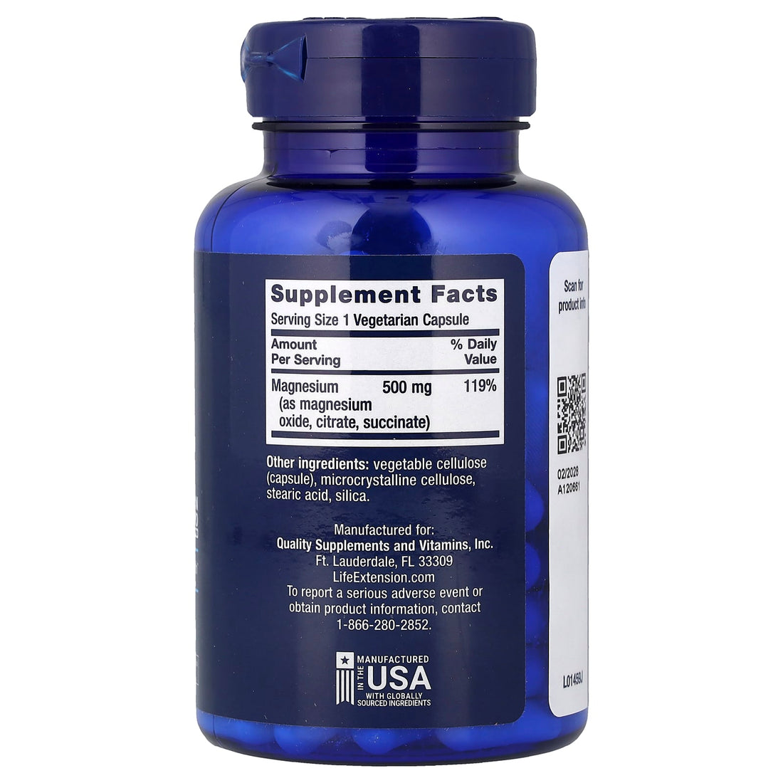 Life Extension Magnesium Caps, 500mg - 100 vcaps - image 2