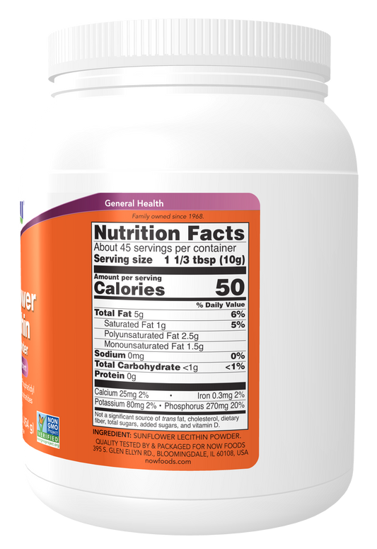 Sunflower Lecithin, Pure Powder - 454g