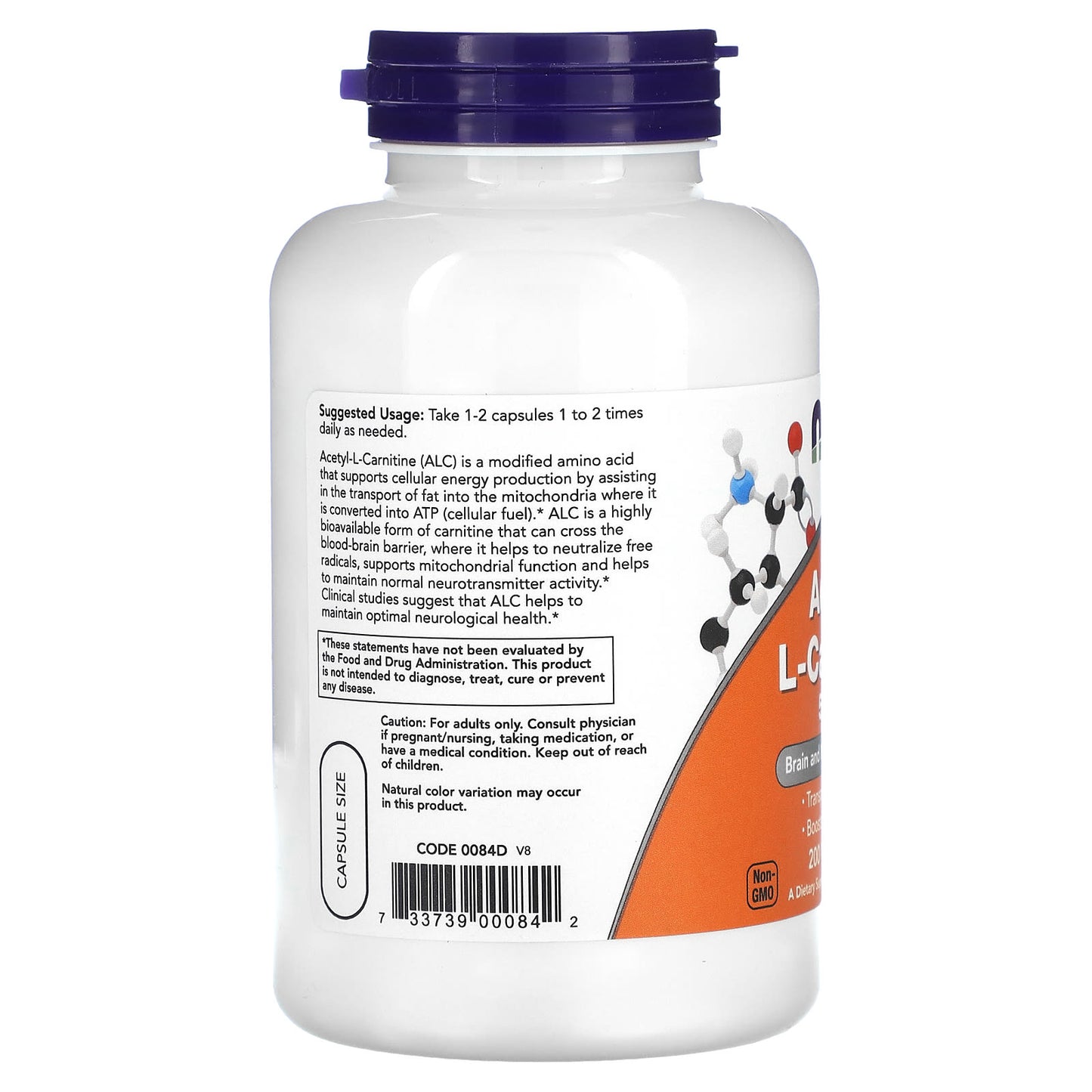 Acetyl-L-Carnitine, 500mg - 200 vcaps