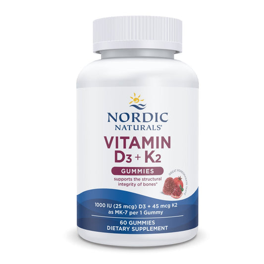 Vitamin D3+K2 Gummies, Pomegranate - 60 gummies