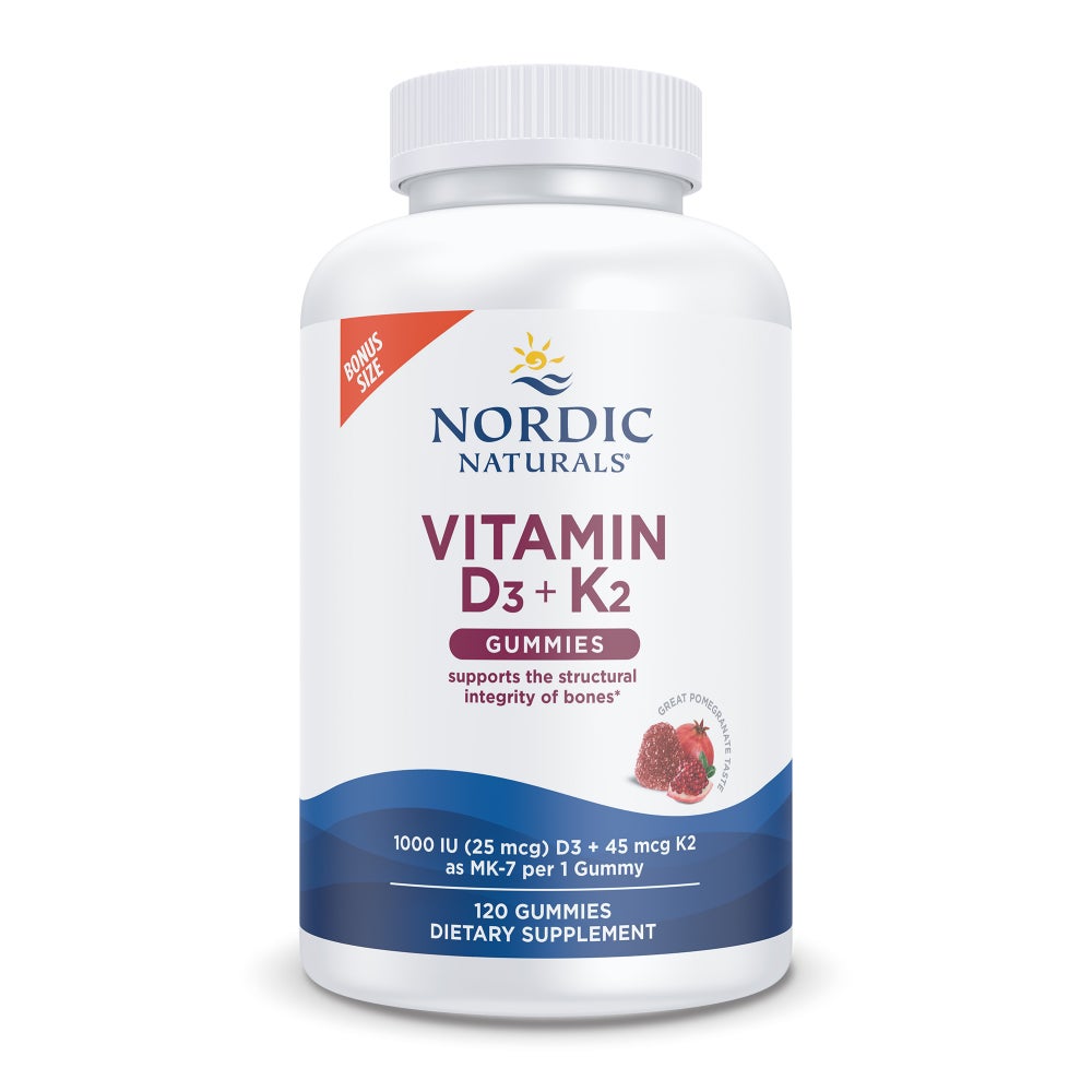 Vitamin D3+K2 Gummies, Pomegranate - 60 gummies