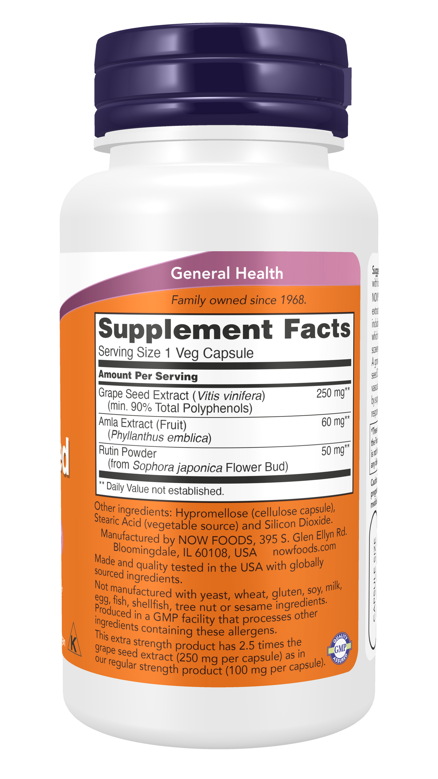 Grape Seed, 250mg Extra Strength - 90 vcaps