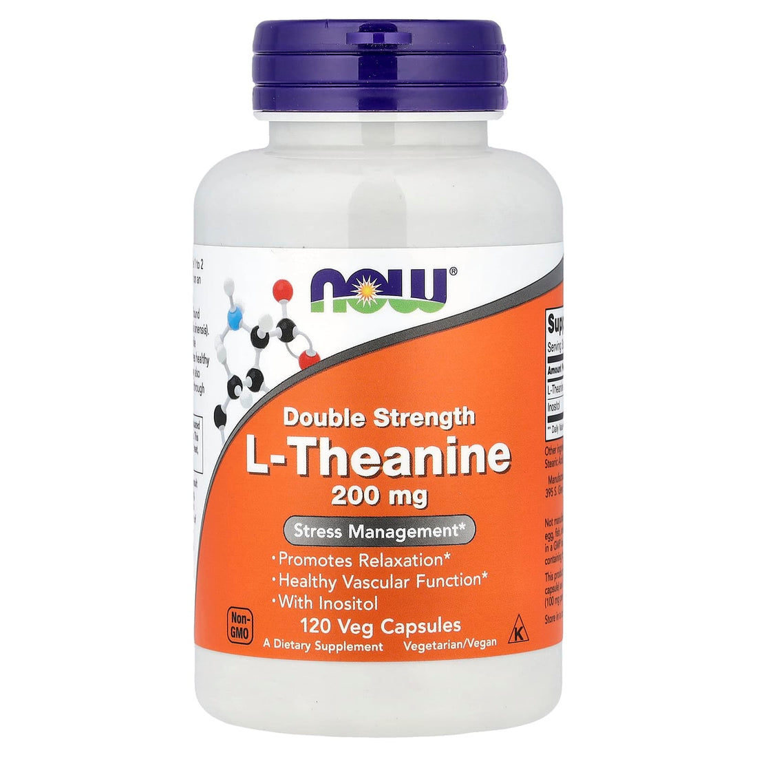 NOW Foods Double Strength L-Theanine, 200mg - 120 vcaps