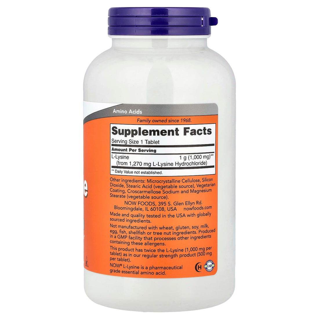 NOW Foods L-Lysine, 1000mg - 250 tabs - image 2