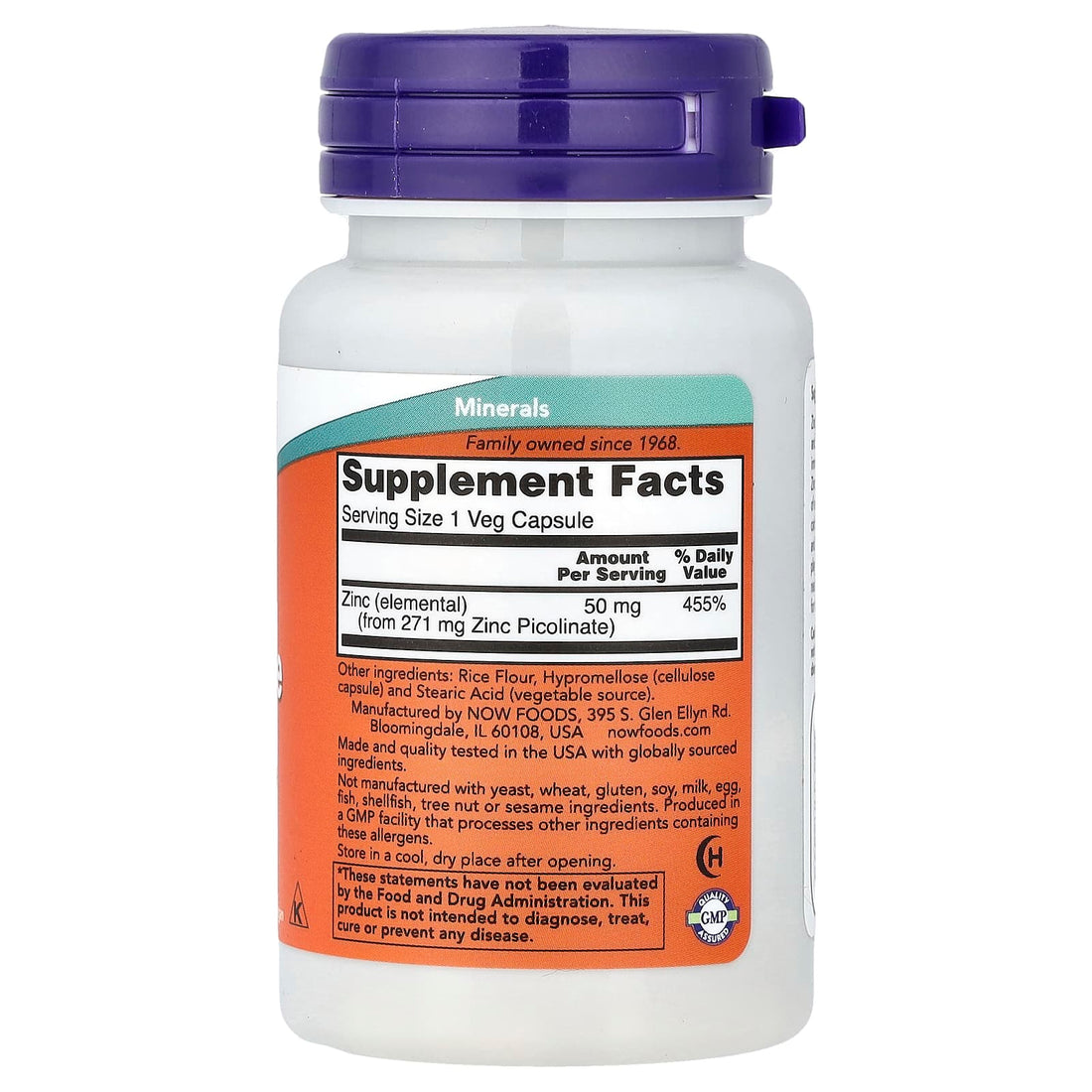 NOW Foods Zinc Picolinate, 50mg - 60 vcaps - image 4