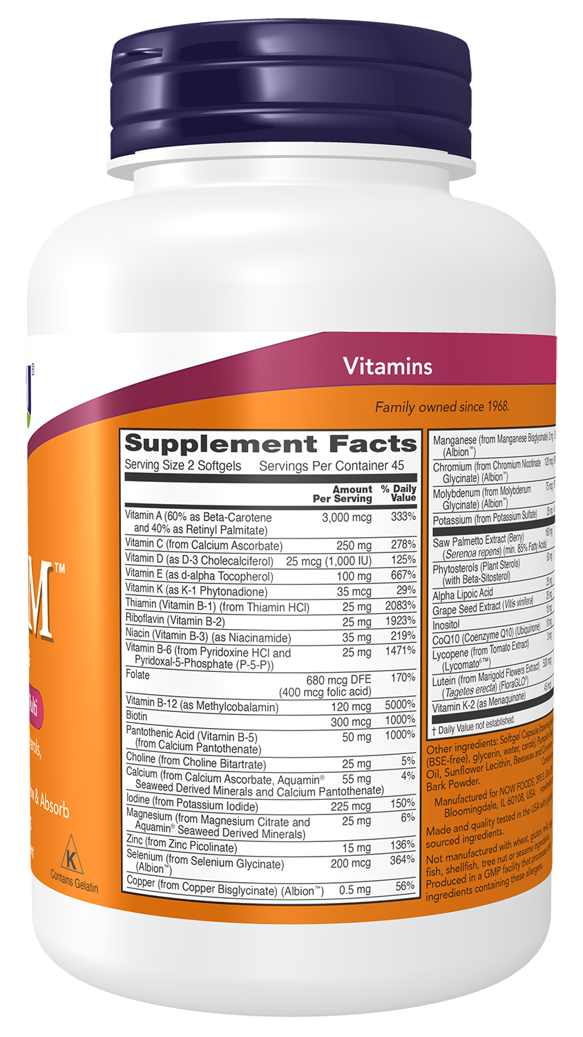ADAM Multi-Vitamin for Men - 180 softgels