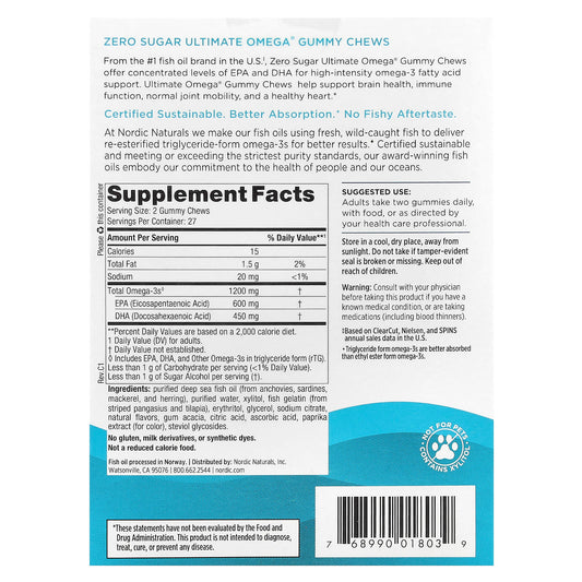 Ultimate Omega Gummy Chews, 1200mg Tropical Fruit - 54 gummies