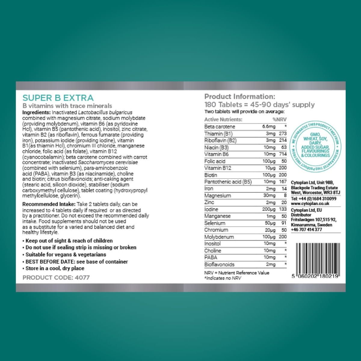 Super B Extra - 180 vegan tabs