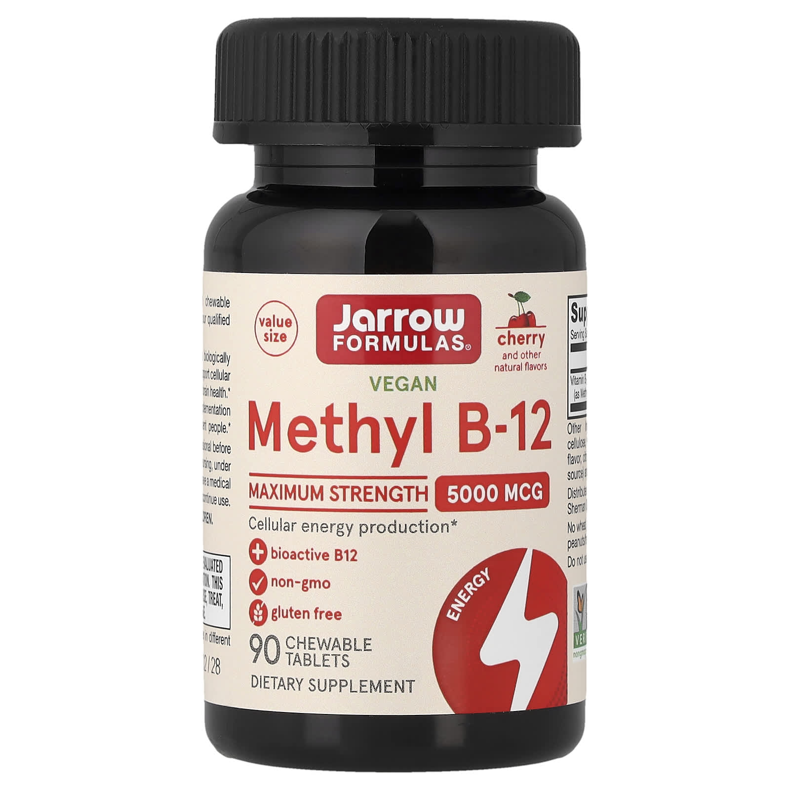 Methyl B-12, 5000mcg (Cherry) - 60 vegan chewable tabs