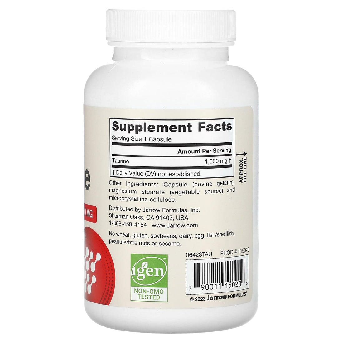 Jarrow Formulas Taurine, 1000mg - 100 caps - image 3