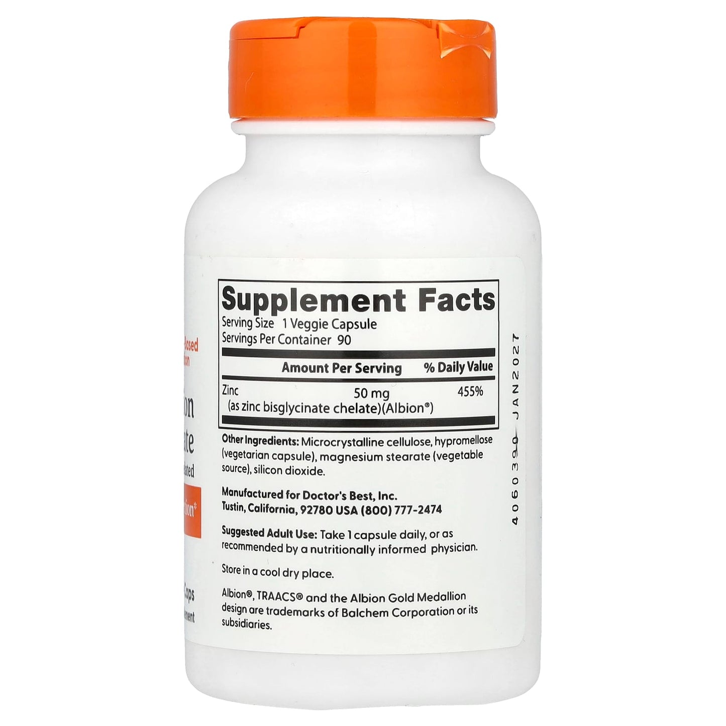 High Absorption Zinc Bisglycinate, 50mg - 90 vcaps