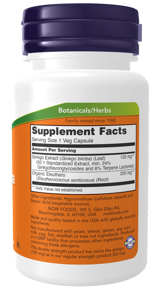 Ginkgo Biloba Double Strength, 120mg - 50 vcaps