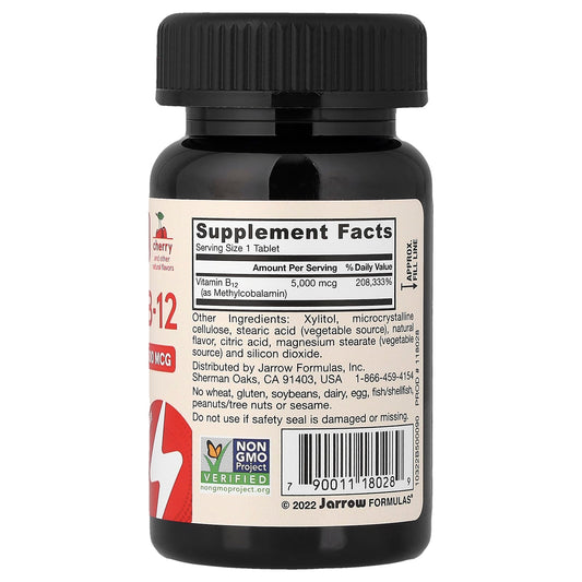 Methyl B-12, 5000mcg (Cherry) - 60 vegan chewable tabs