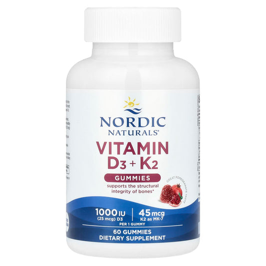 Vitamin D3+K2 Gummies, Pomegranate - 60 gummies