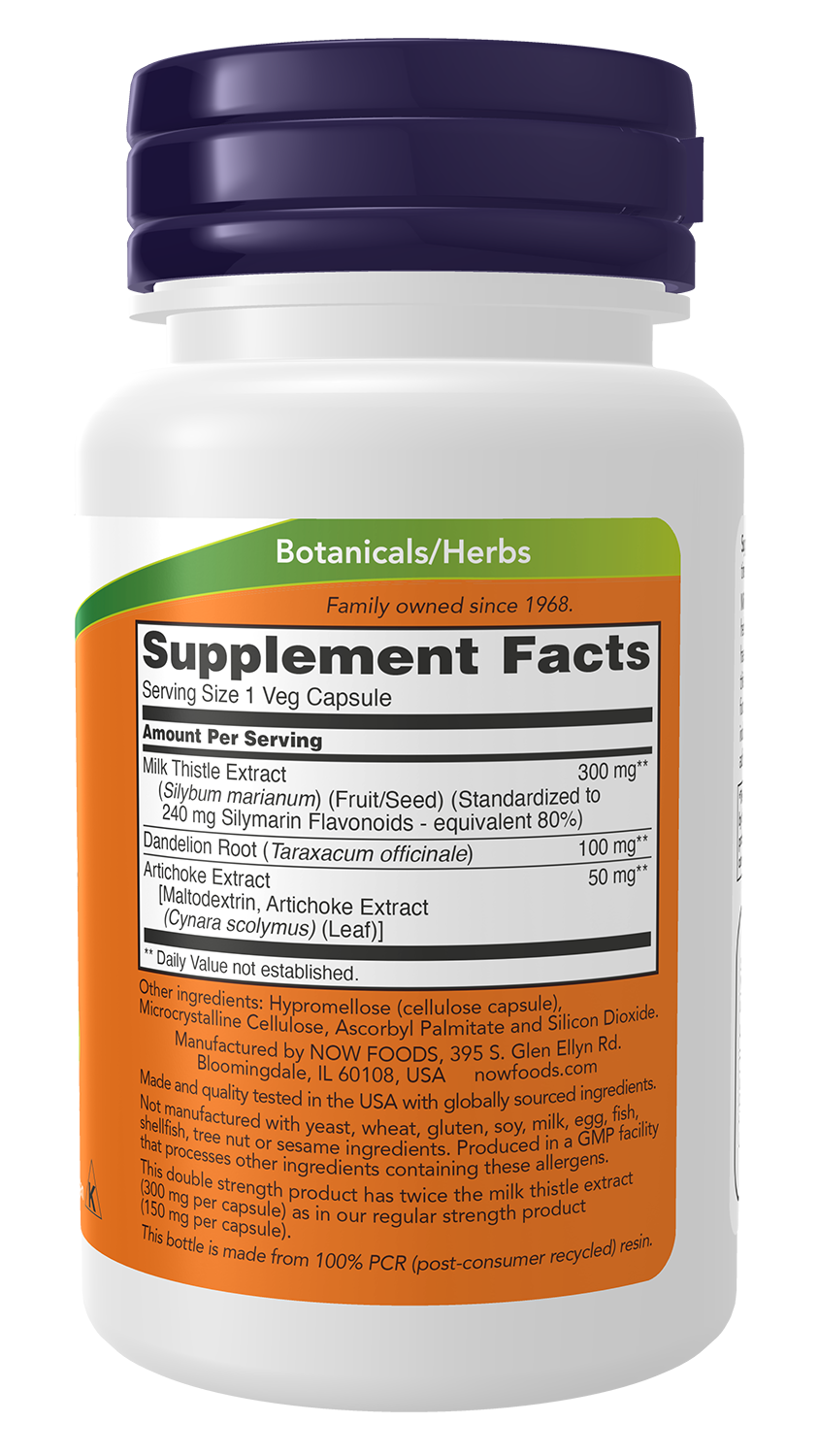 Milk Thistle Extract with Artichoke & Dandelion, 300mg Double Strength - 200 vcaps