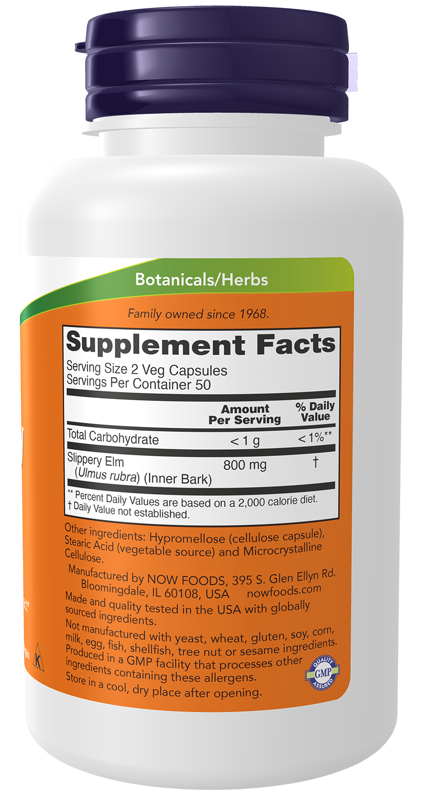 Slippery Elm, 400mg - 100 vcaps