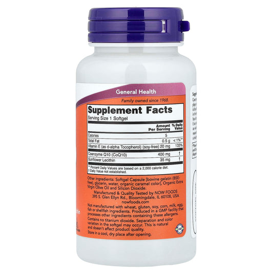 CoQ10 with Vitamin E & Sunflower Lecithin, 400mg - 30 softgels