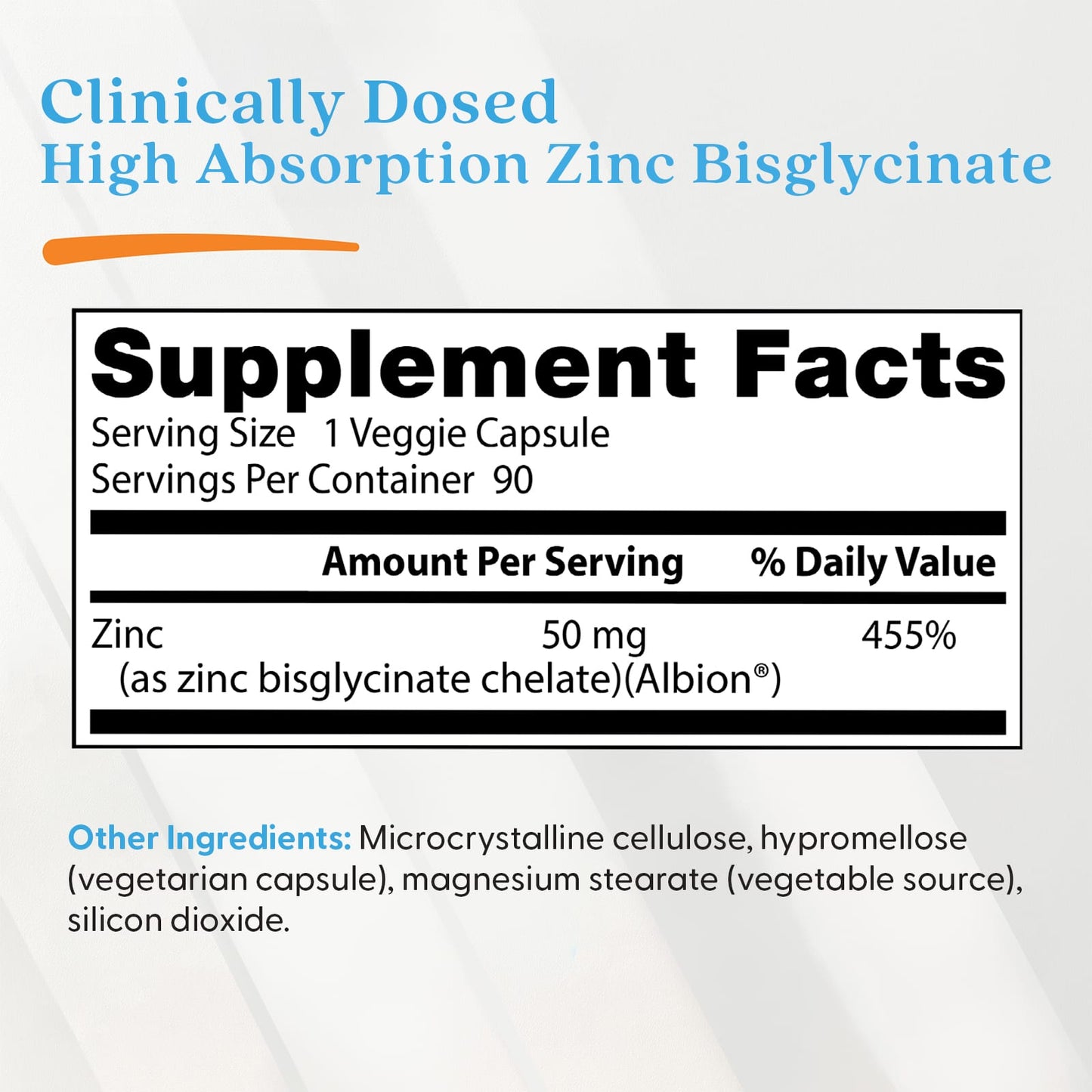 High Absorption Zinc Bisglycinate, 50mg - 90 vcaps