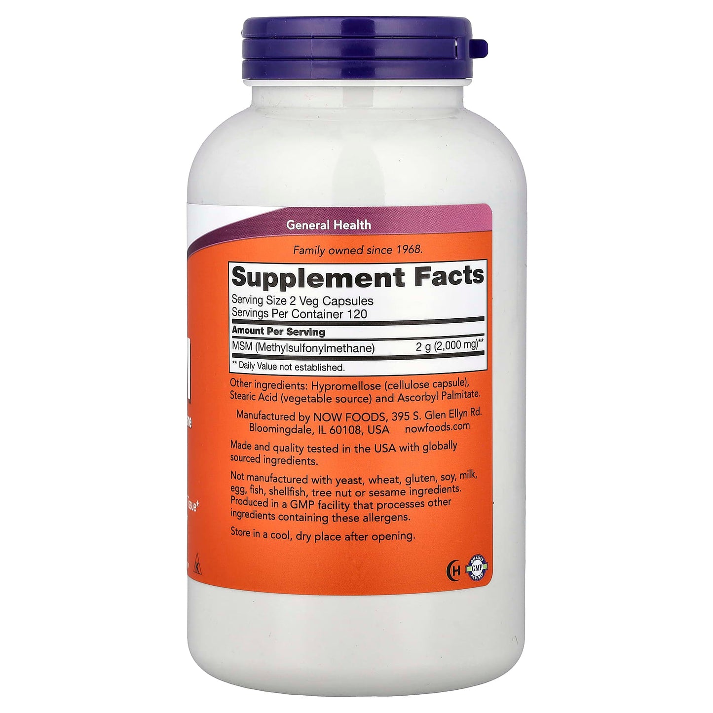 MSM Methylsulphonylmethane, 1000mg - 240 vcaps