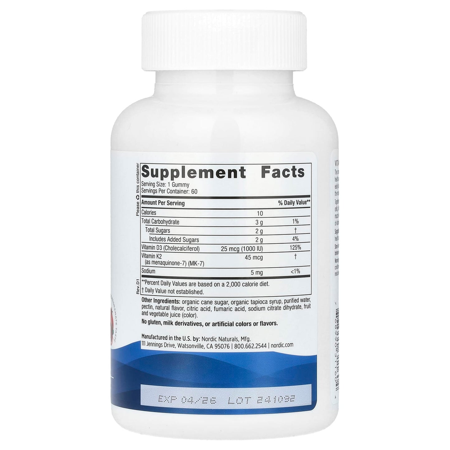 Vitamin D3+K2 Gummies, Pomegranate - 60 gummies