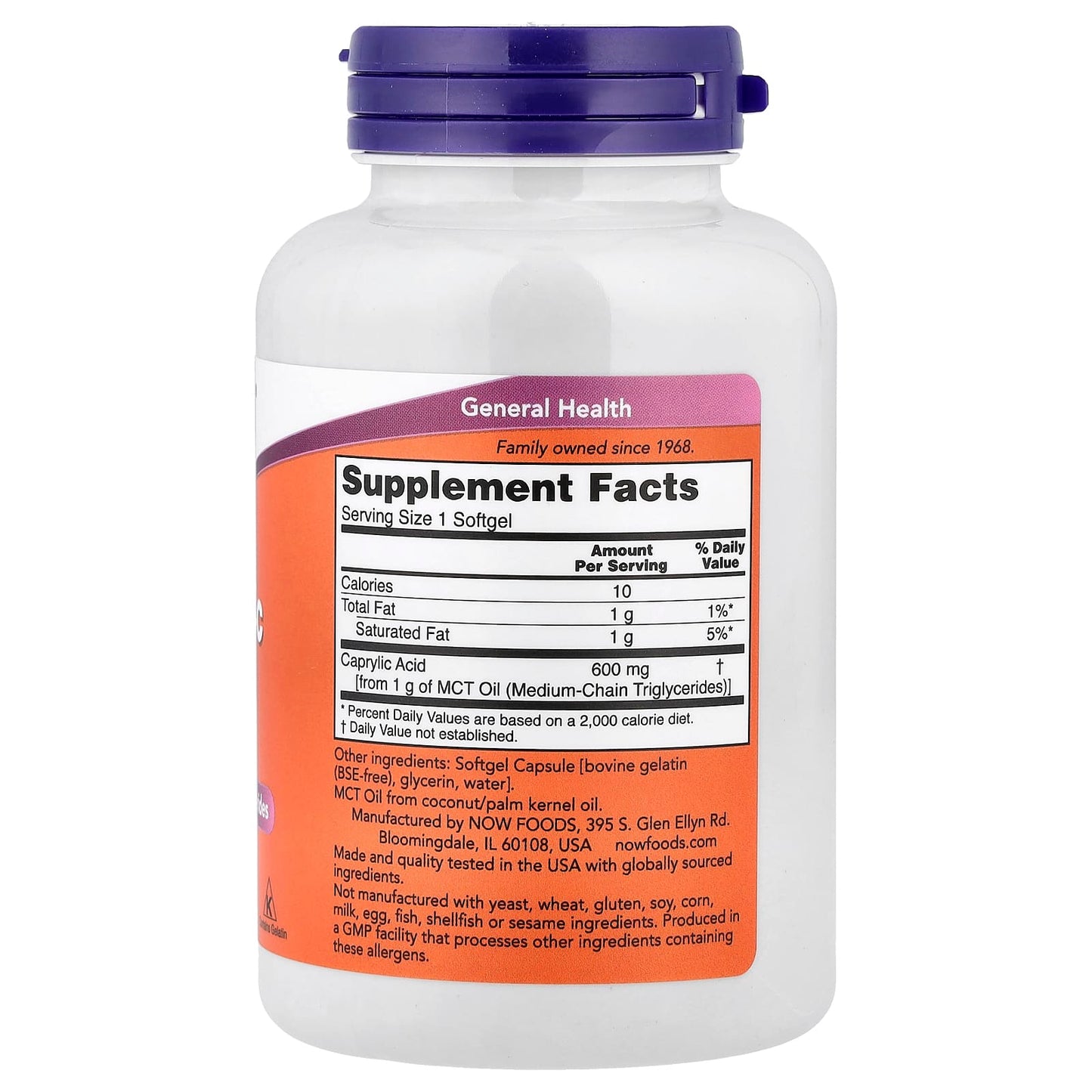 Caprylic Acid, 600mg - 100 softgels
