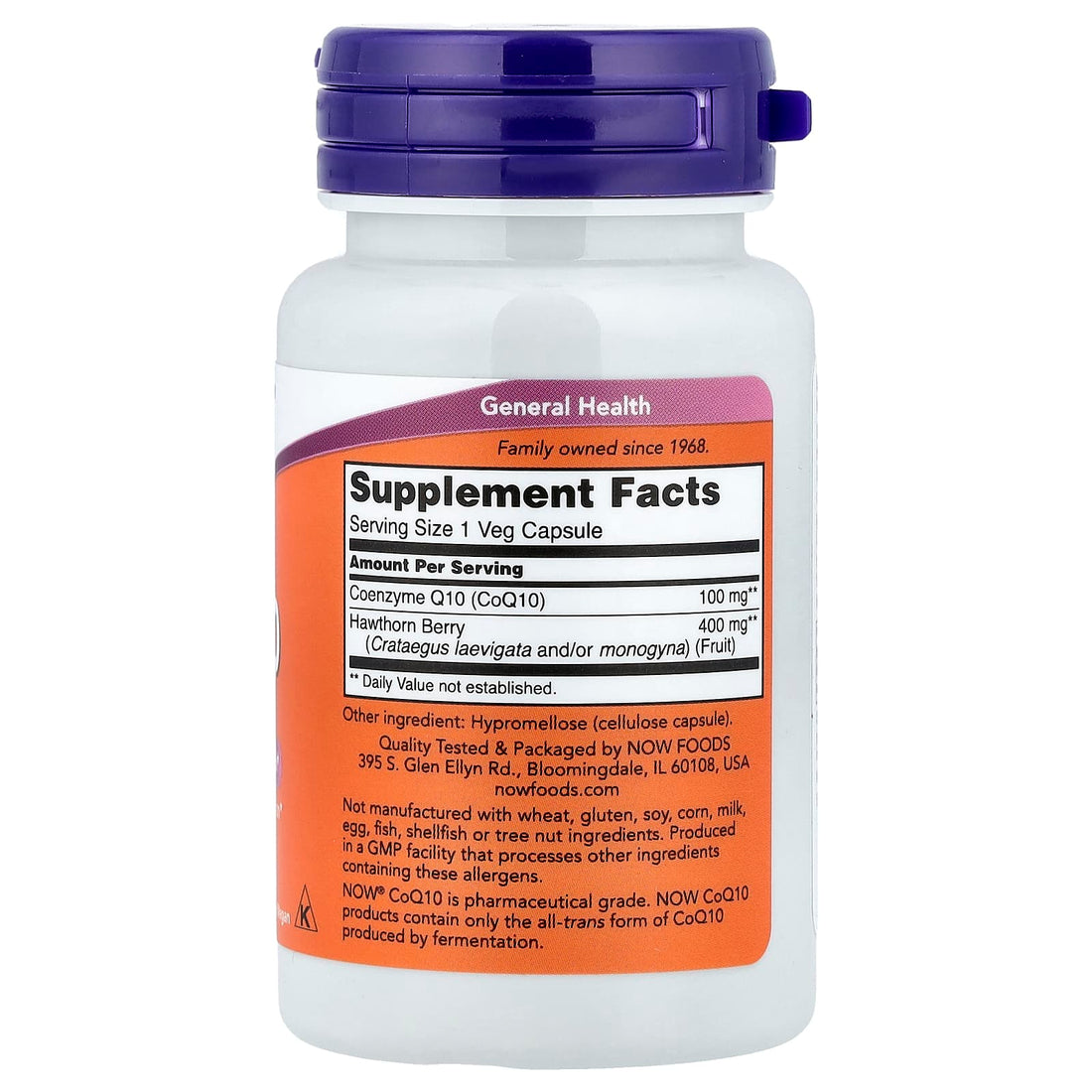 NOW Foods CoQ10 with Hawthorn Berry, 100mg - 30 vcaps - image 3