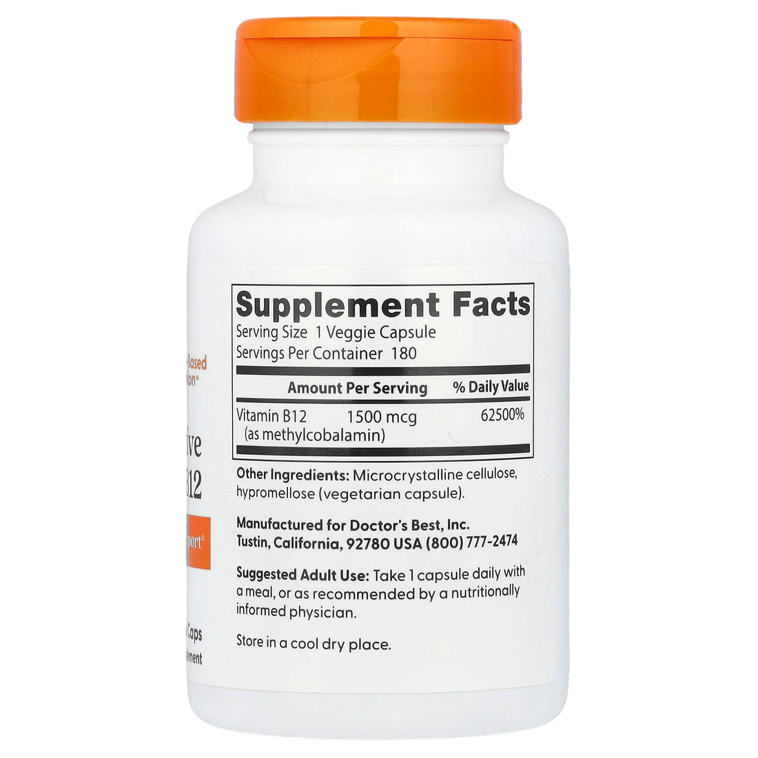 Doctor's Best Fully Active B12, 1500mcg - 180 vcaps - image 2
