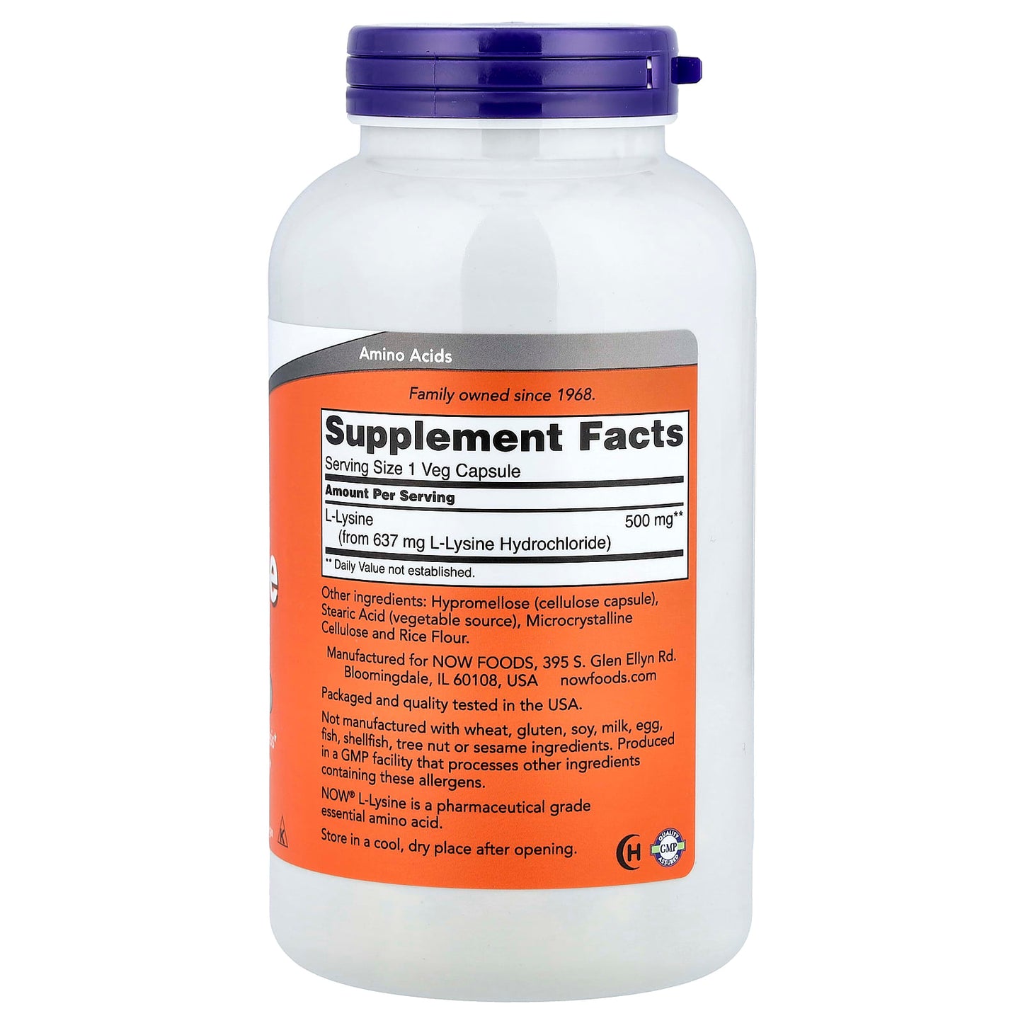 L-Lysine, 500mg - 250 vcaps