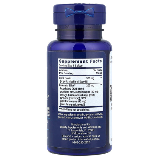 Black Cumin Seed Oil and Curcumin Elite Turmeric Extract - 60 softgels