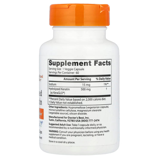 Hydrolyzed Keratin, 500mg - 60 vcaps