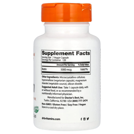 Biotin, 5000mcg - 120 vcaps