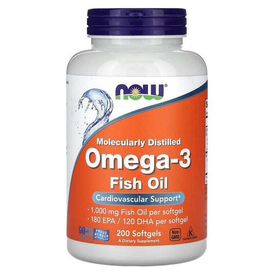 Omega-3 Fish Oil, Molecularly Distilled - 200 softgels