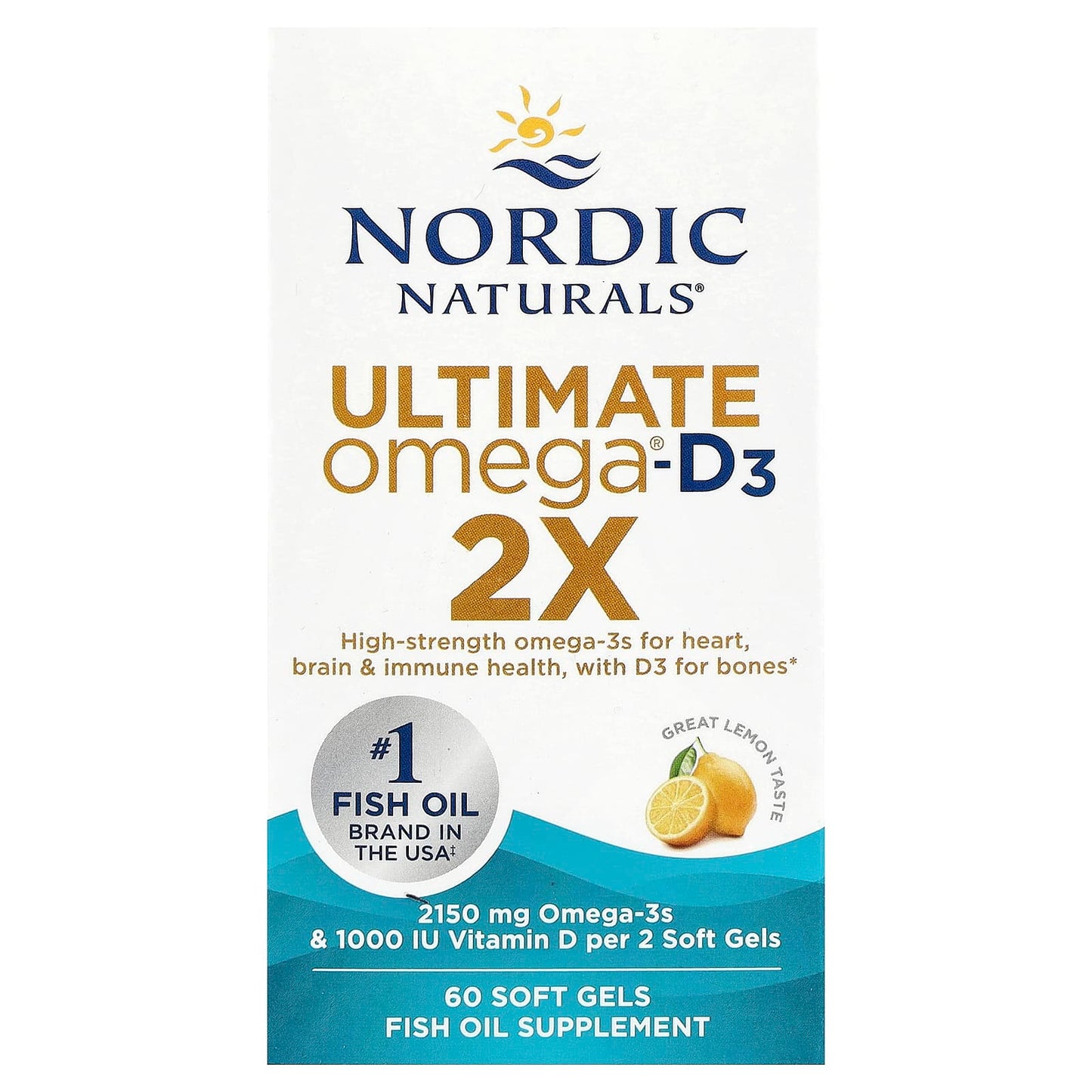 Ultimate Omega 2X with Vitamin D3, 2150mg Lemon - 60 softgels