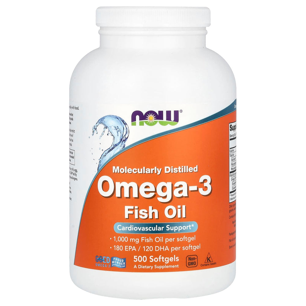NOW Foods Omega-3 Fish Oil, Molecularly Distilled - 500 softgels