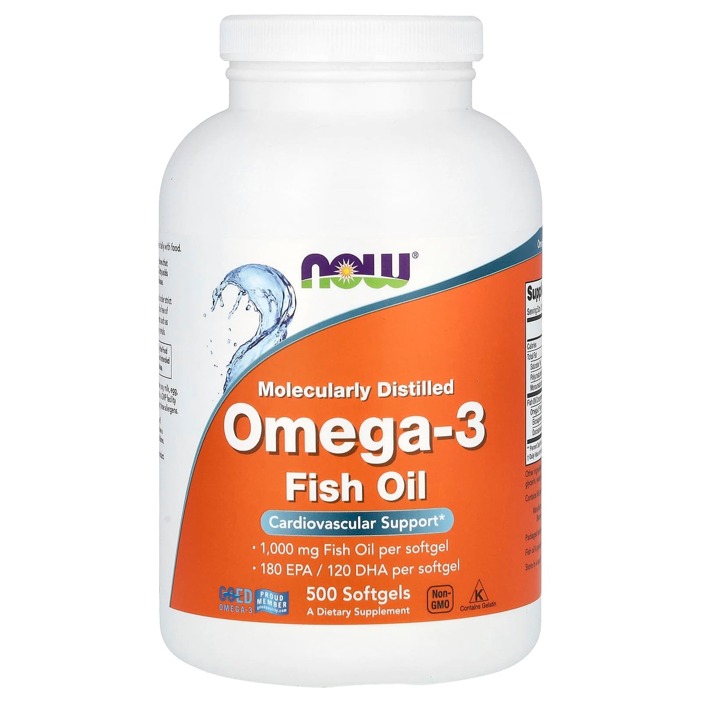 Omega-3 Fish Oil, Molecularly Distilled - 500 softgels