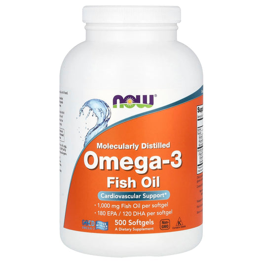 Omega-3 Fish Oil, Molecularly Distilled - 500 softgels