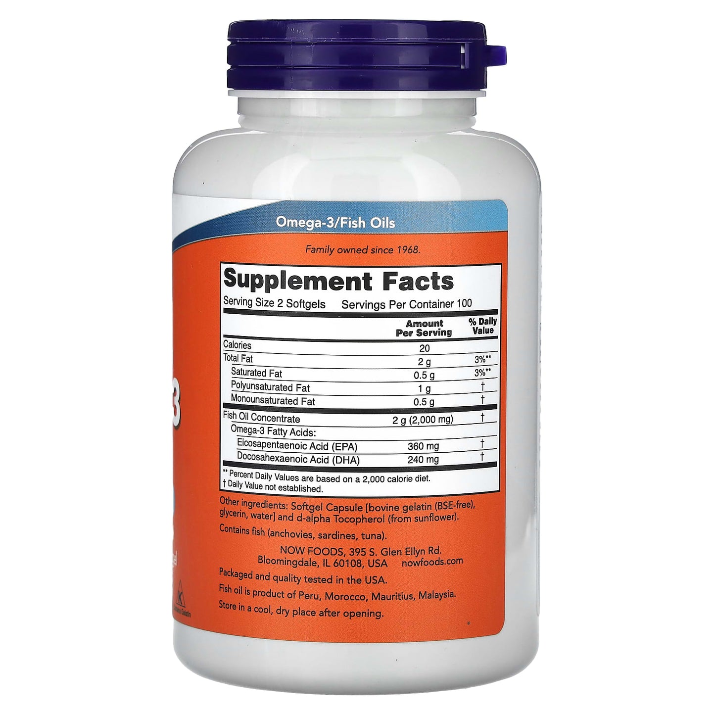 Omega-3 Fish Oil, Molecularly Distilled - 500 softgels