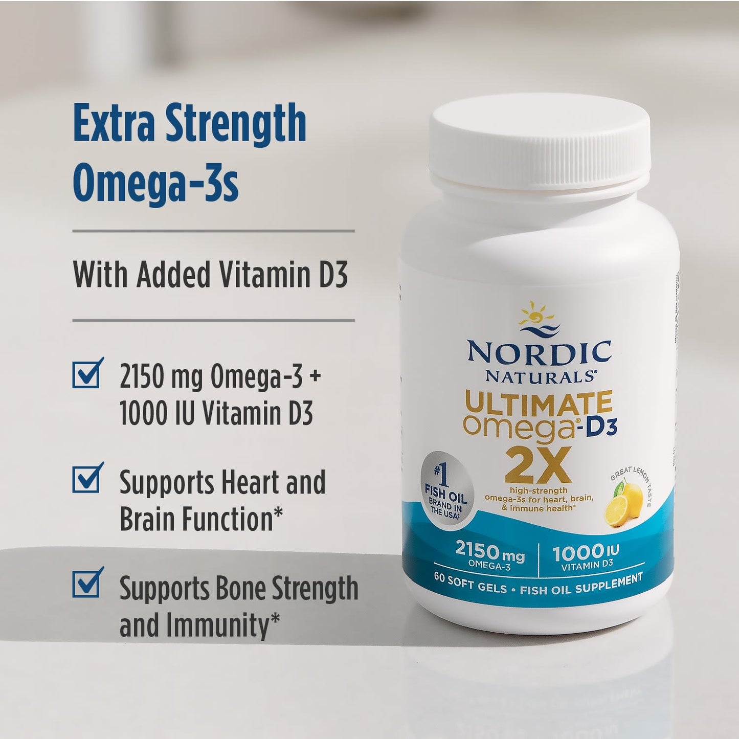 Ultimate Omega 2X with Vitamin D3, 2150mg Lemon - 60 softgels