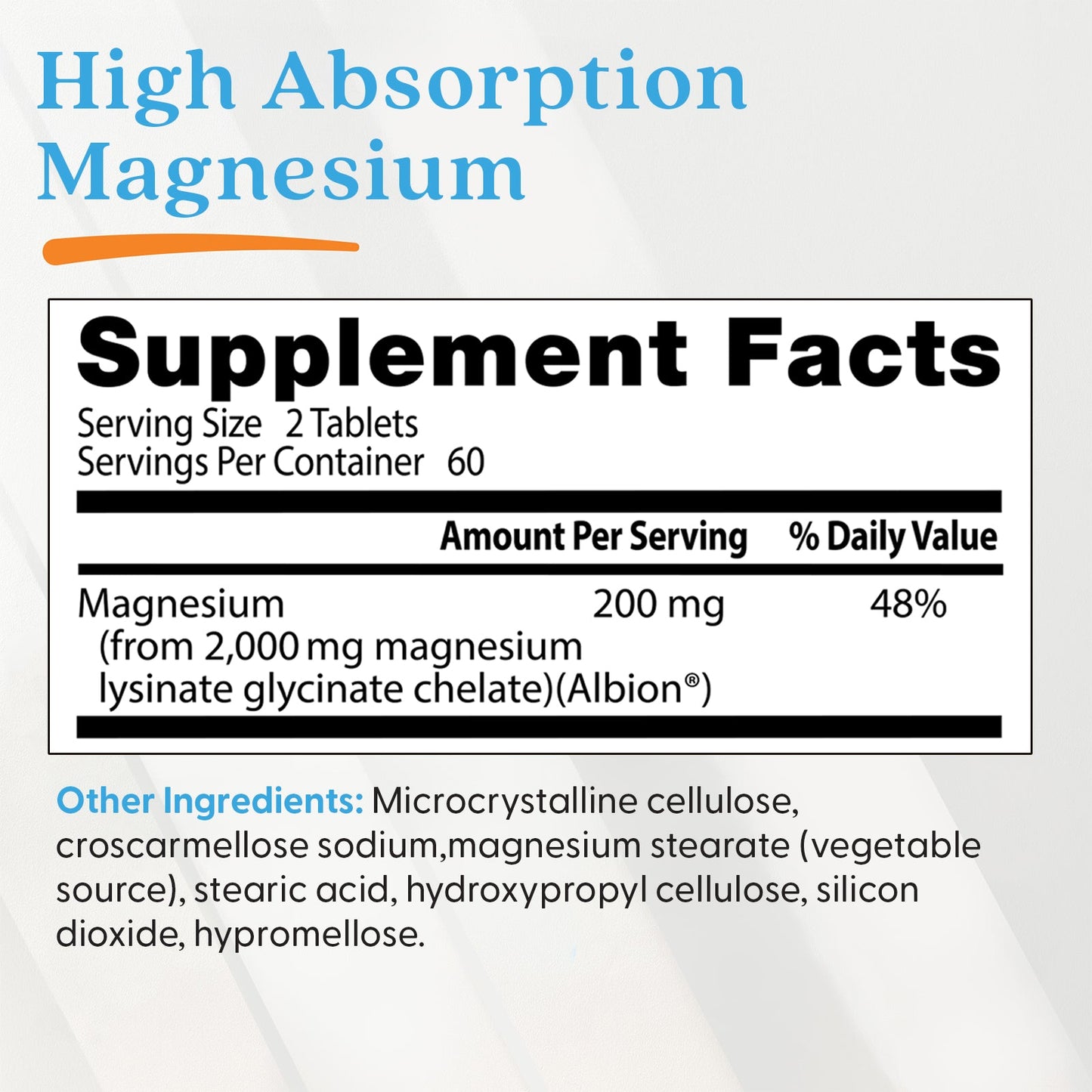 High Absorption Magnesium, 200mg - 120 tablets