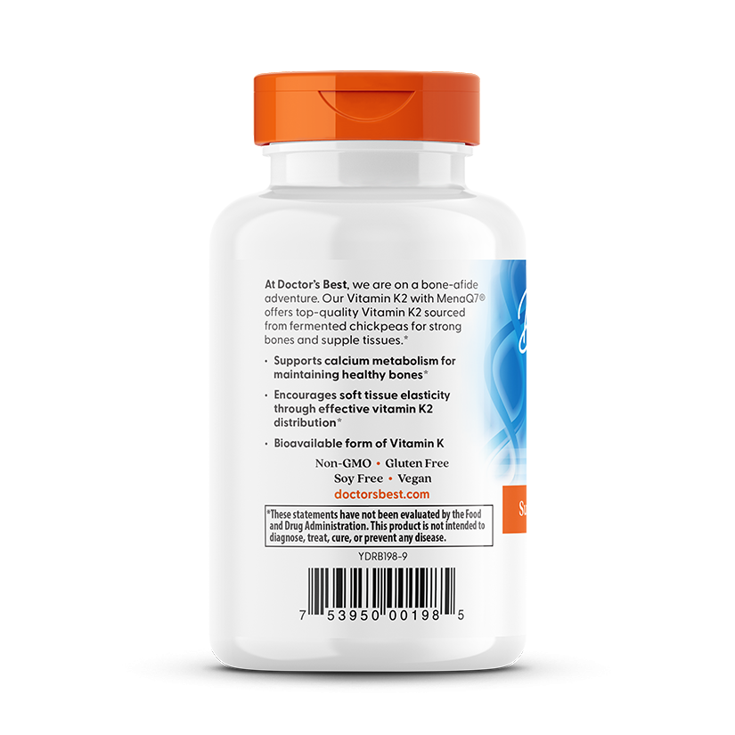 Natural Vitamin K2 MK7 with MenaQ7, 45mcg - 60 vcaps