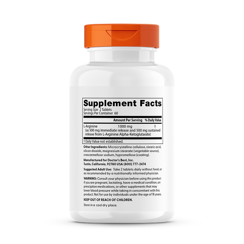 L-Arginine - Sustained + Immediate Release, 1000mg - 120 tablets