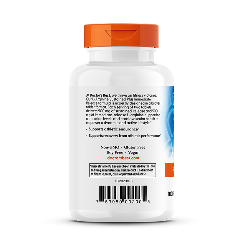 L-Arginine - Sustained + Immediate Release, 1000mg - 120 tablets