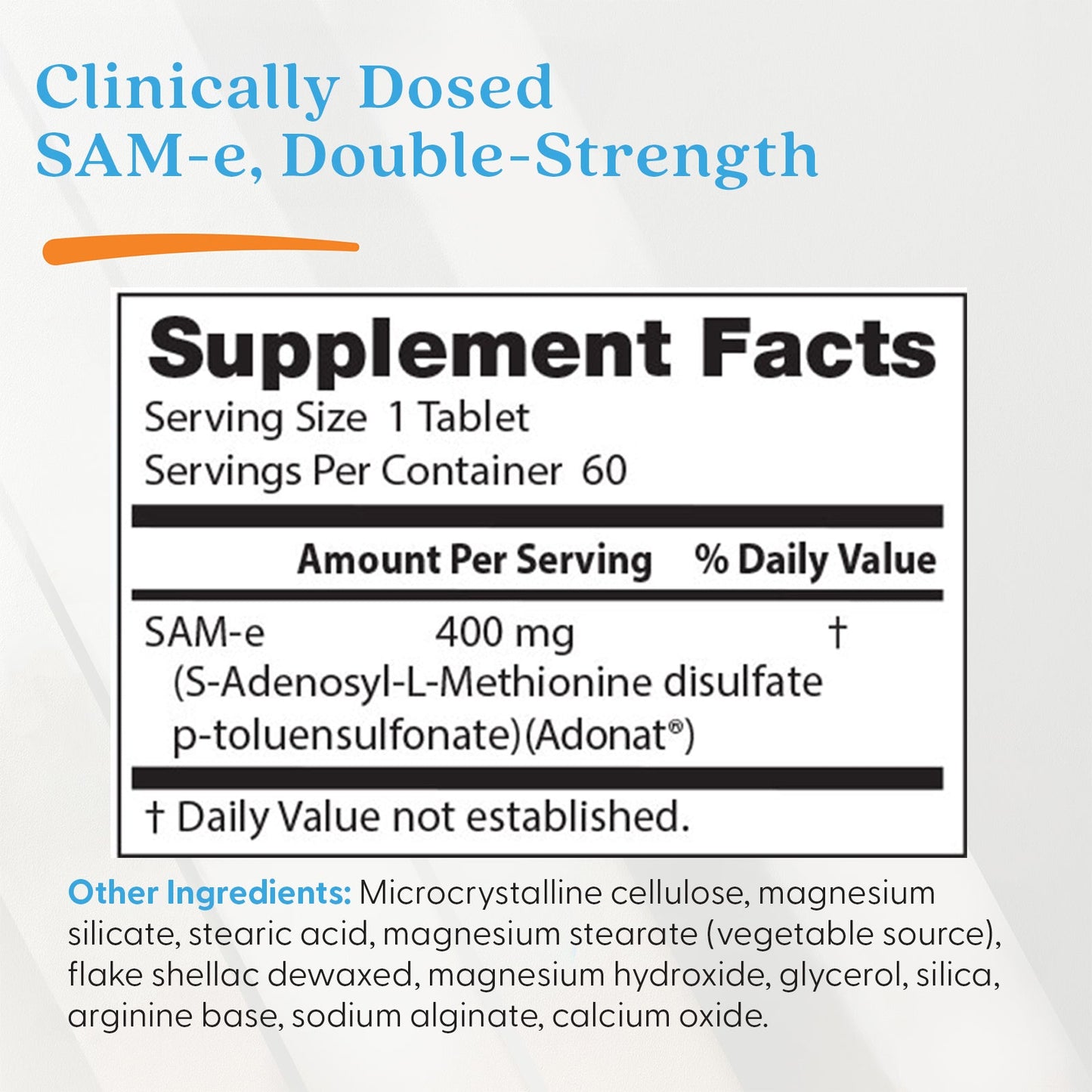 SAM-e, 400mg Double-Strength - 60 tablets