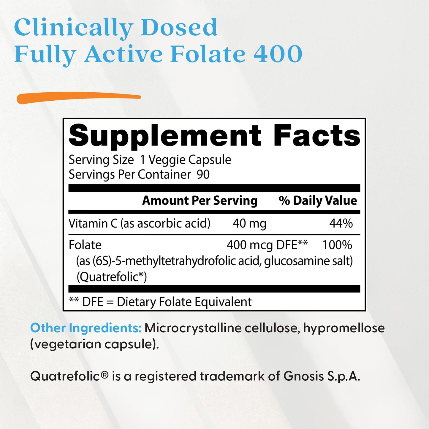 Fully Active Folate 400 with Quatrefolic, 400mcg - 90 vcaps