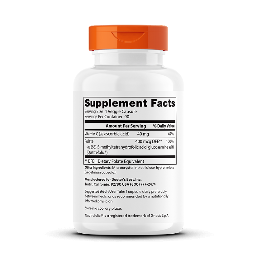 Fully Active Folate 400 with Quatrefolic, 400mcg - 90 vcaps