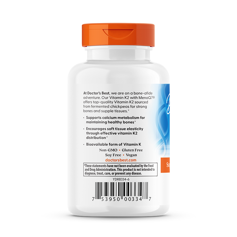 Natural Vitamin K2 MK7 with MenaQ7, 100mcg - 60 vcaps